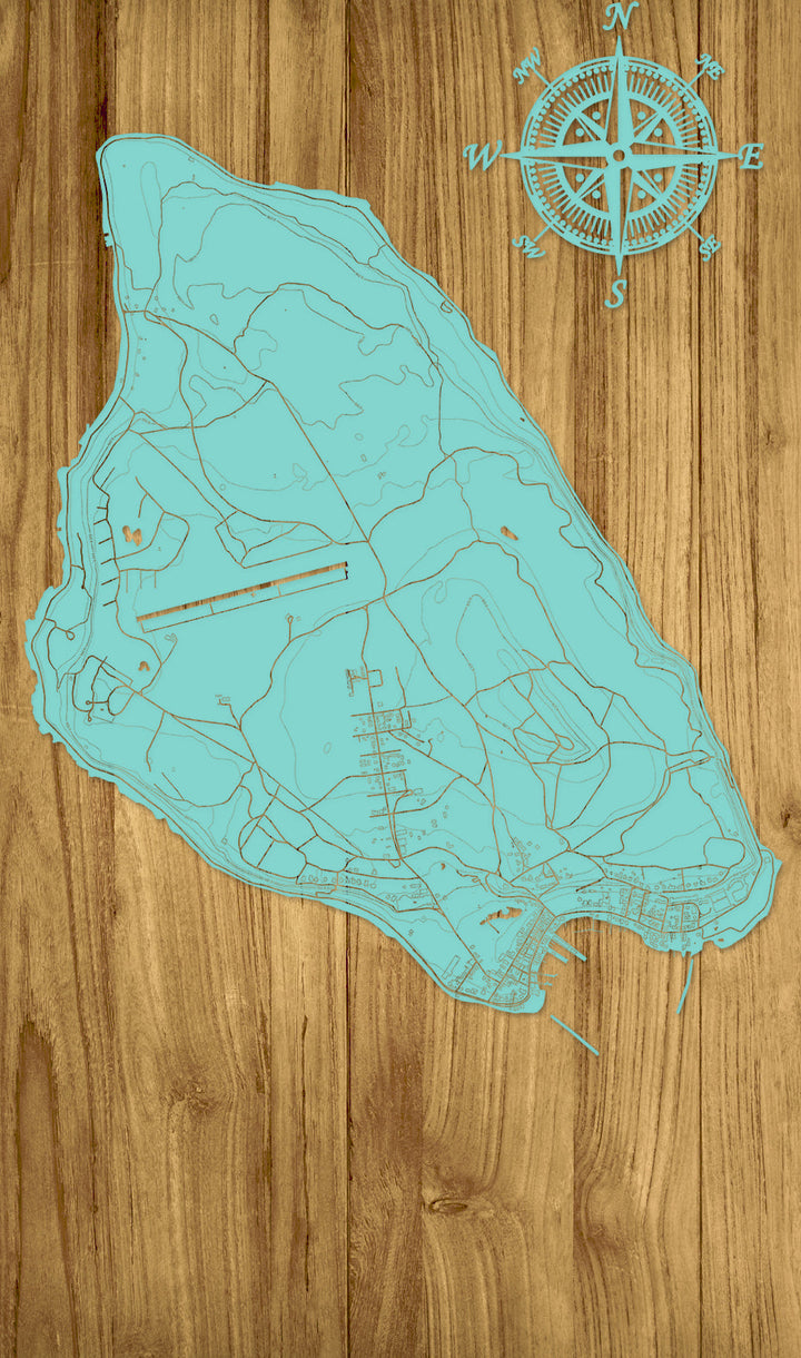 FP1159 - Mackinac Compass Engraved Map (Standard)