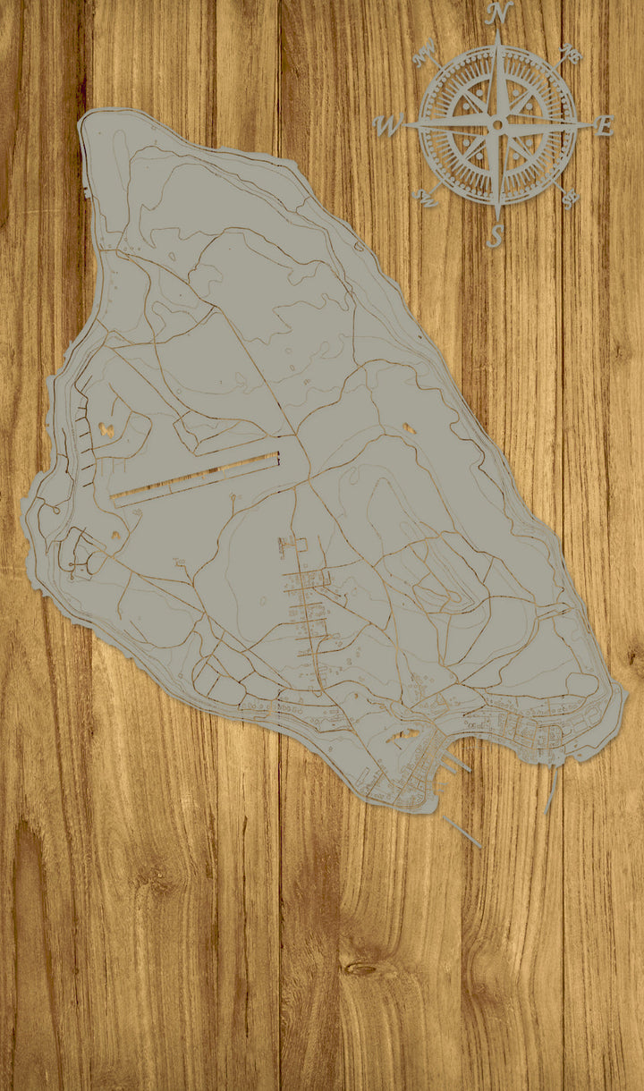 FP1159 - Mackinac Compass Engraved Map (Standard)
