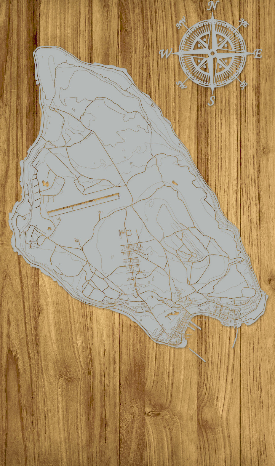 FP1159 - Mackinac Compass Engraved Map (Standard)