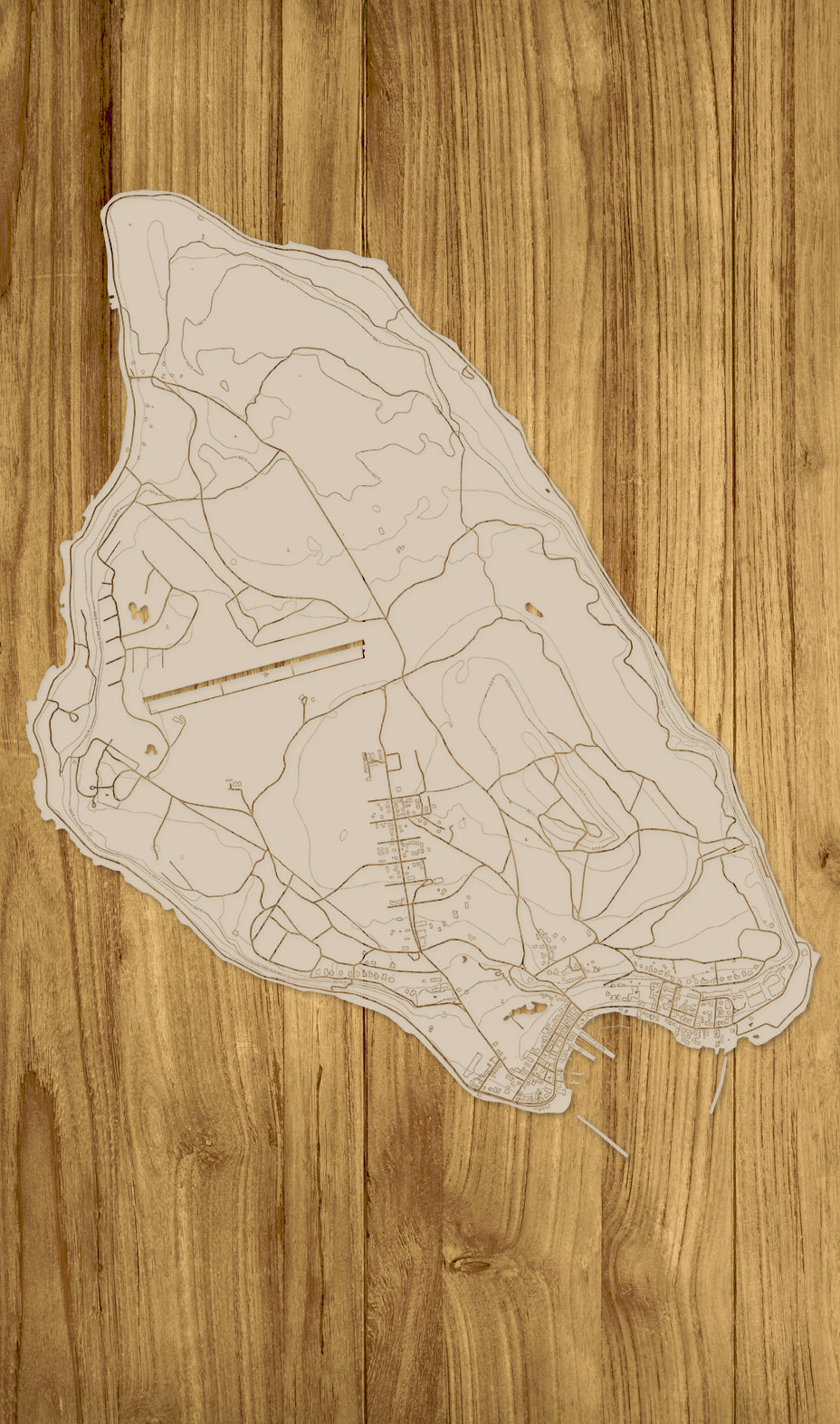 FP1159 - Mackinac No Compass Engraved Map (Standard)