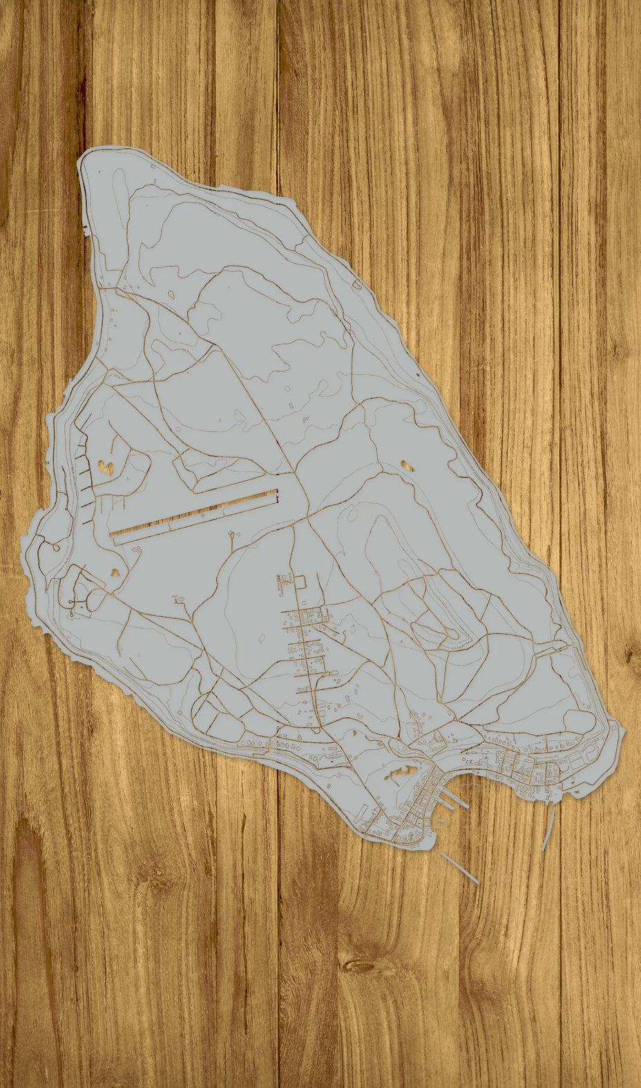 FP1159 - Mackinac No Compass Engraved Map (Standard)