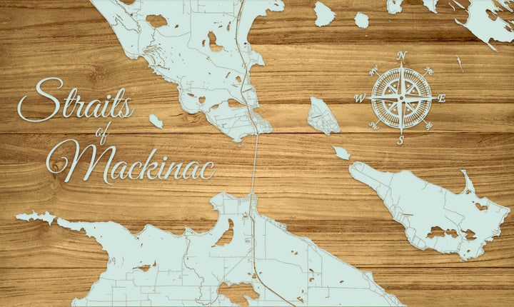 FP1159 - Straits of Mackinac (Poppins) Engraved Map (Standard)