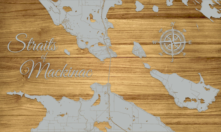 FP1159 - Straits of Mackinac (Poppins) Engraved Map (Standard)