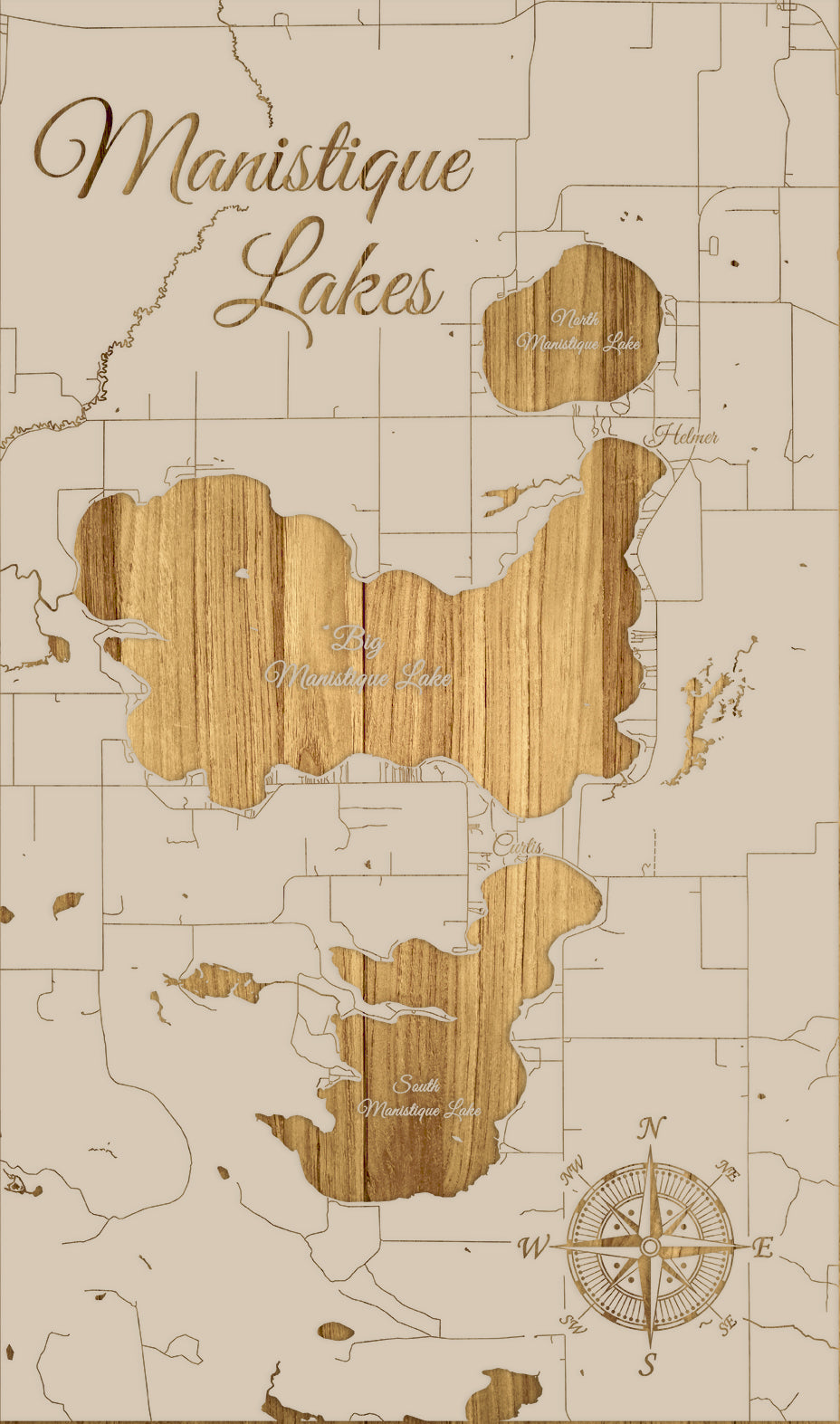 FP1576 - Manistique Lakes, MI Engraved Map (Standard)