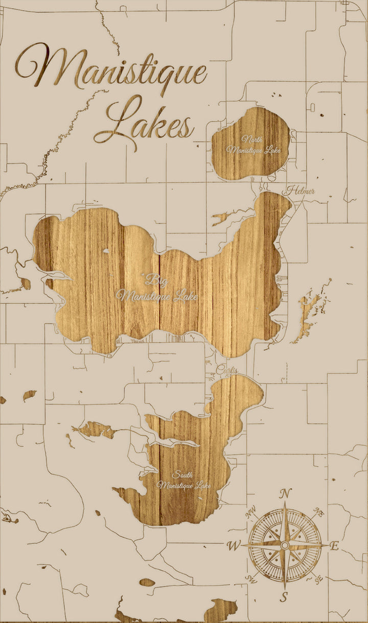 FP1576 - Manistique Lakes, MI Engraved Map (Standard)