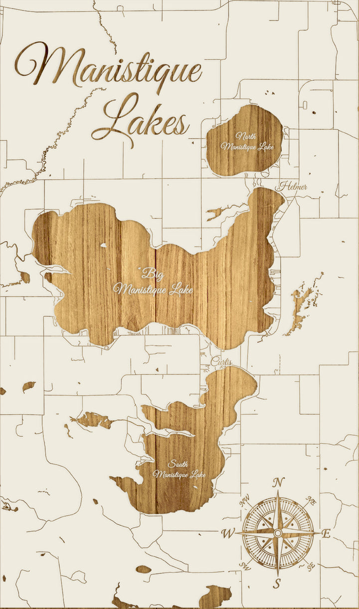 FP1576 - Manistique Lakes, MI Engraved Map (Standard)