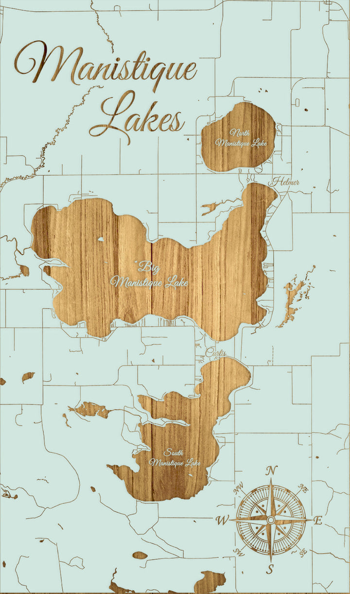 FP1576 - Manistique Lakes, MI Engraved Map (Standard)