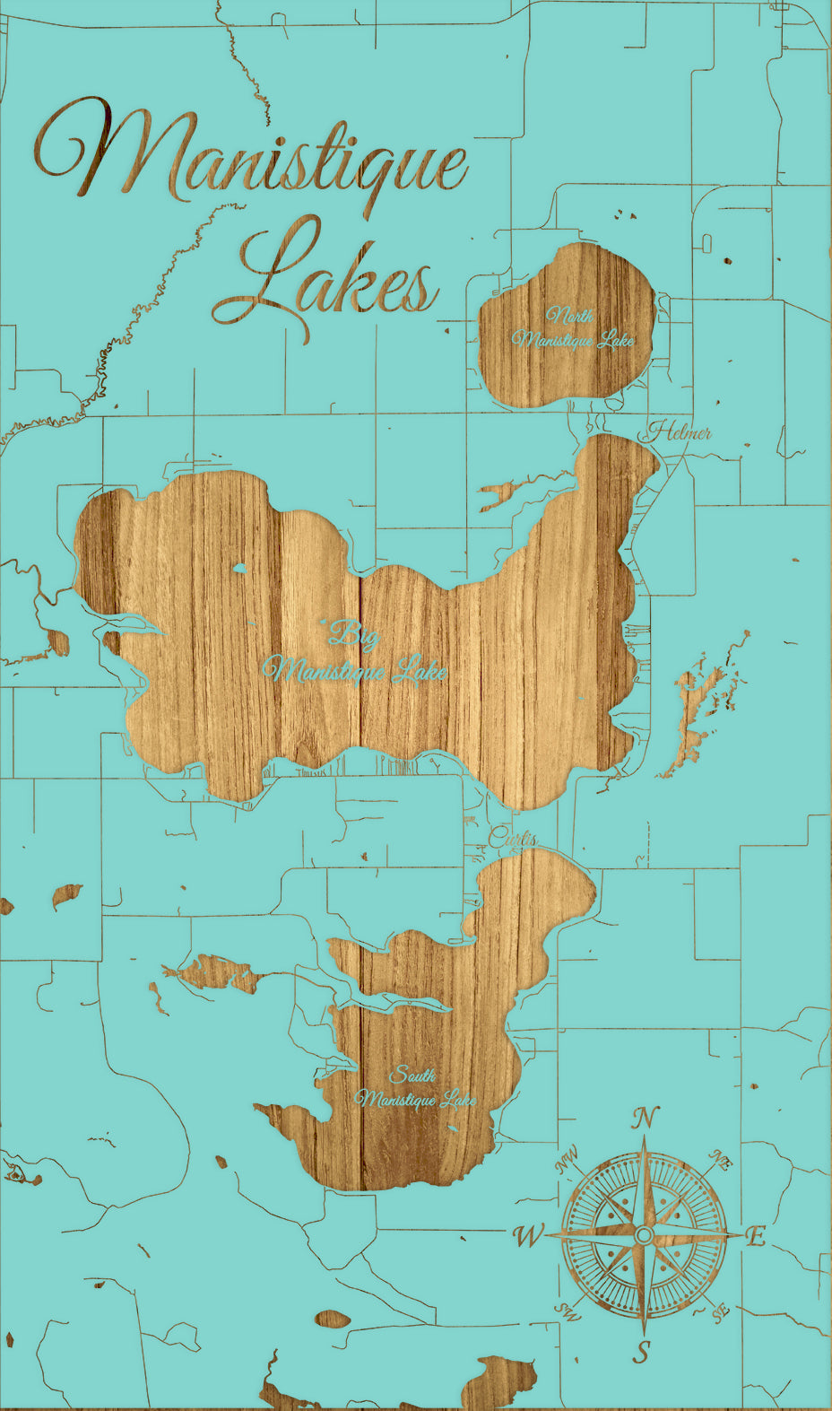 FP1576 - Manistique Lakes, MI Engraved Map (Standard)