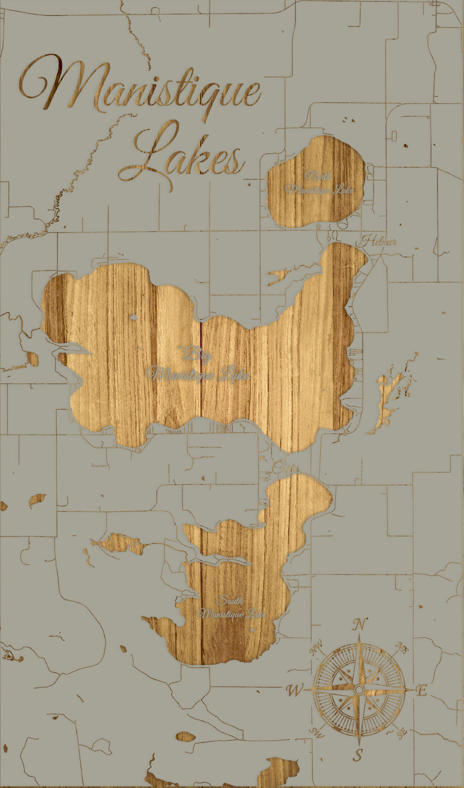FP1576 - Manistique Lakes, MI Engraved Map (Standard)