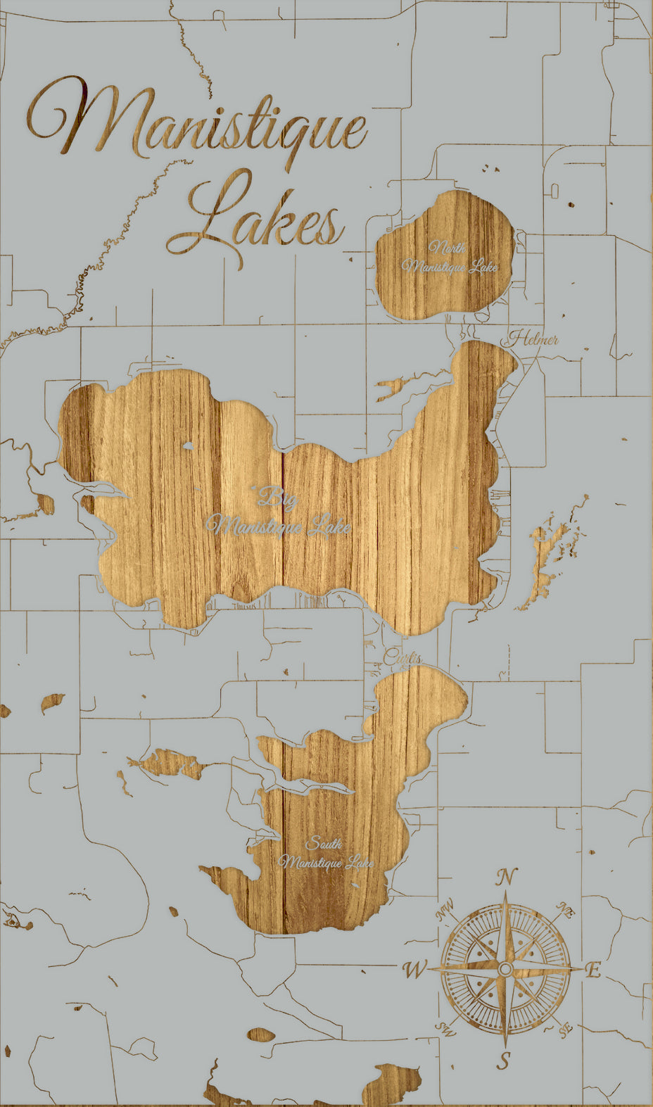 FP1576 - Manistique Lakes, MI Engraved Map (Standard)