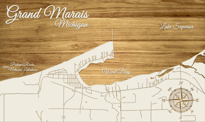 FP1576 - Grand Marais, MI Engraved Map (Standard)