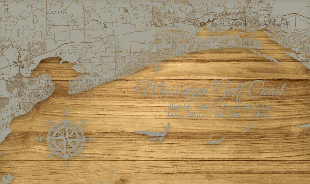 FP1234 - Mississippi Gulf Coast, MS Engraved Map (Standard)