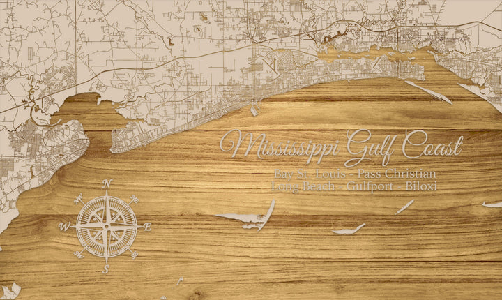 FP1234 - Mississippi Gulf Coast, MS Engraved Map (Standard)