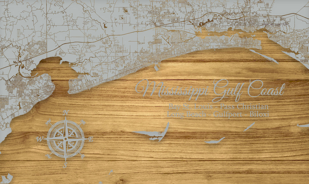 FP1234 - Mississippi Gulf Coast, MS Engraved Map (Standard)