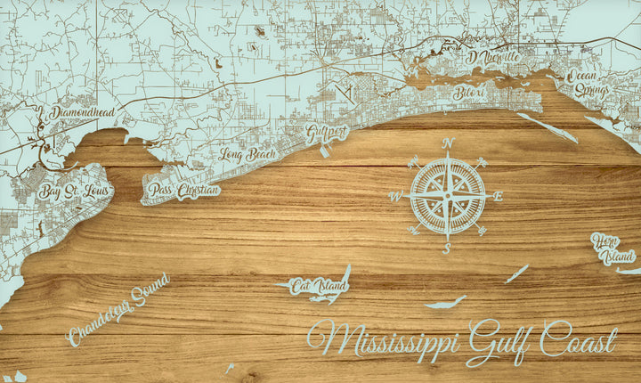 FP0874 - Mississippi Gulf Coast Whim Engraved Map (Standard)