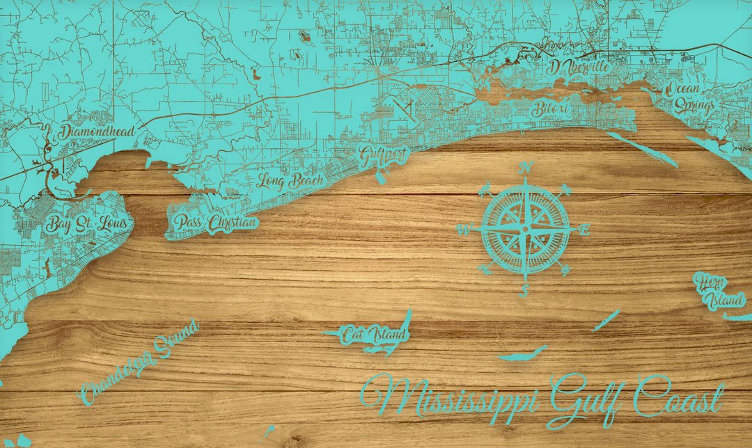 FP0874 - Mississippi Gulf Coast Whim Engraved Map (Standard)