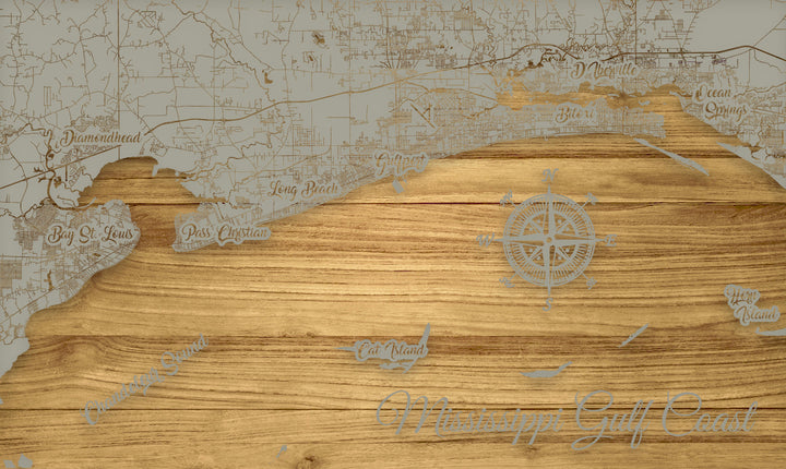 FP0874 - Mississippi Gulf Coast Whim Engraved Map (Standard)