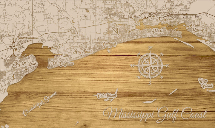 FP0874 - Mississippi Gulf Coast Whim Engraved Map (Standard)