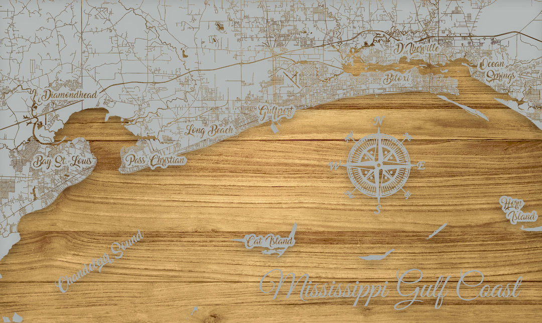 FP0874 - Mississippi Gulf Coast Whim Engraved Map (Standard)