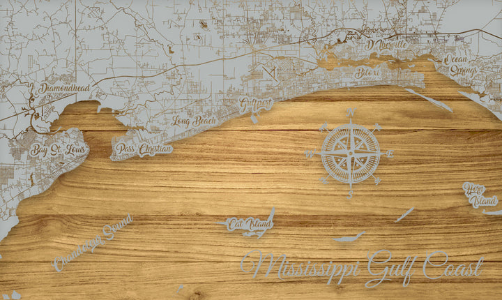 FP0874 - Mississippi Gulf Coast Whim Engraved Map (Standard)