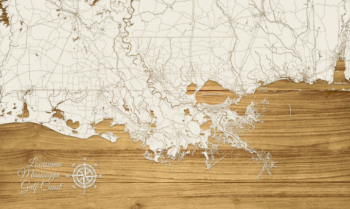 FP1234 - LA MS Gulf Coast, MS Engraved Map (Standard)