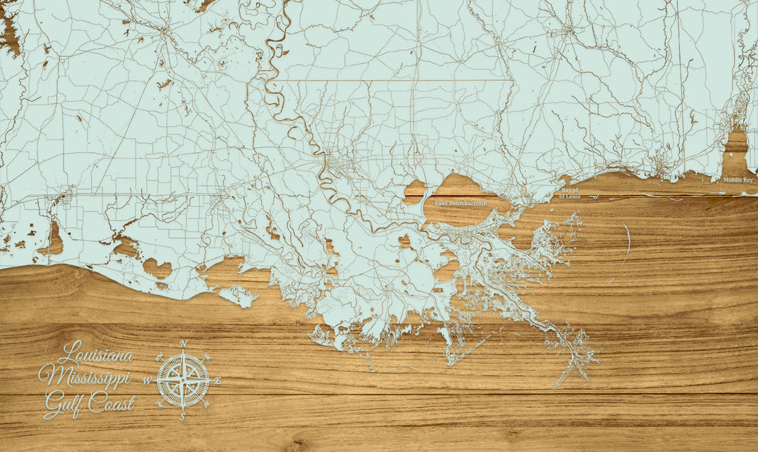 FP1234 - LA MS Gulf Coast, MS Engraved Map (Standard)