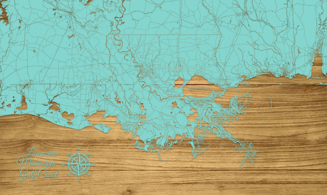 FP1234 - LA MS Gulf Coast, MS Engraved Map (Standard)