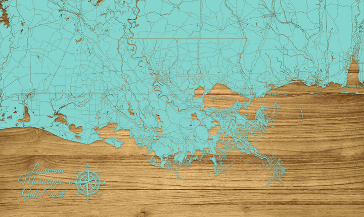 FP1234 - LA MS Gulf Coast, MS Engraved Map (Standard)