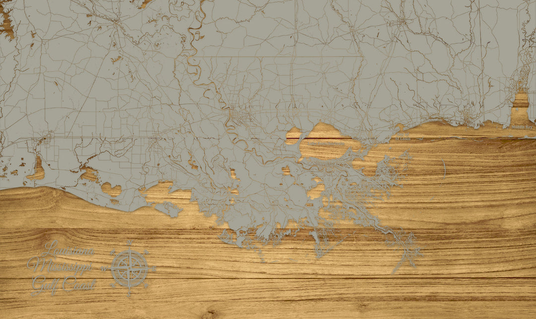 FP1234 - LA MS Gulf Coast, MS Engraved Map (Standard)