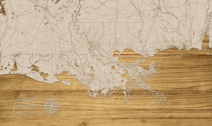 FP1234 - LA MS Gulf Coast, MS Engraved Map (Standard)