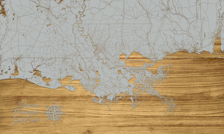 FP1234 - LA MS Gulf Coast, MS Engraved Map (Standard)