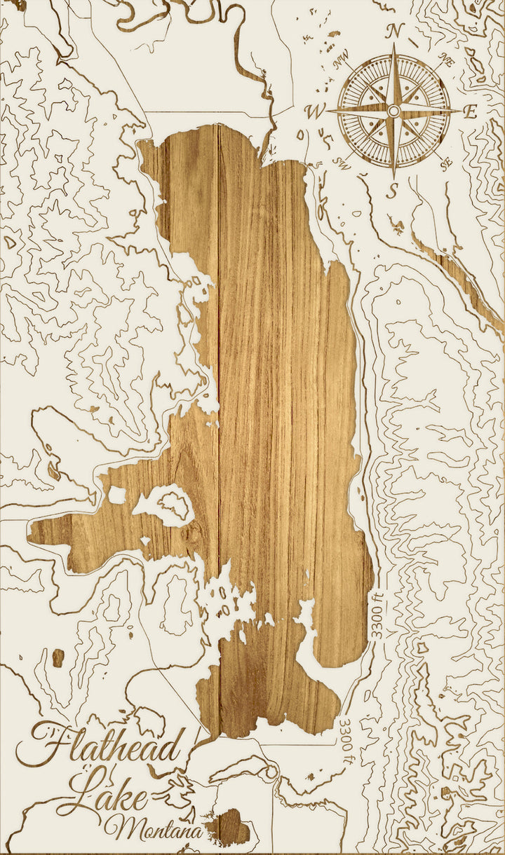 FP0974 - Flathead Lake, MT Engraved Map (Standard)