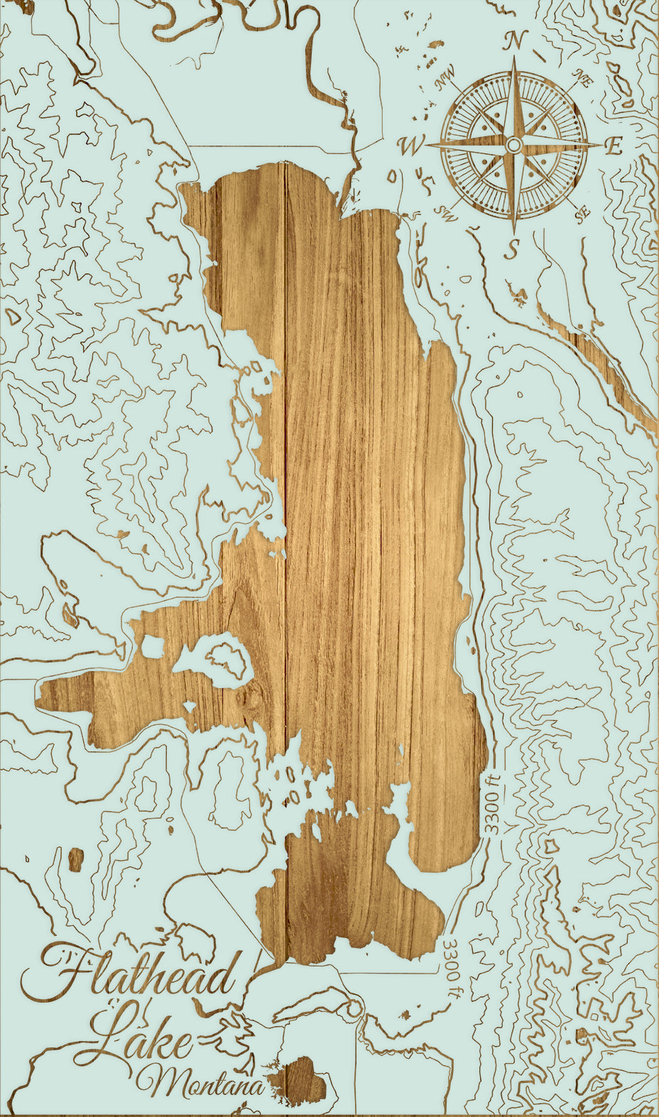 FP0974 - Flathead Lake, MT Engraved Map (Standard)
