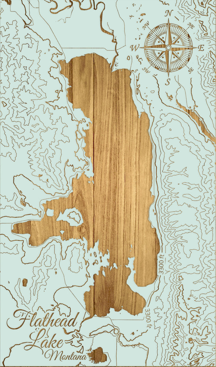 FP0974 - Flathead Lake, MT Engraved Map (Standard)