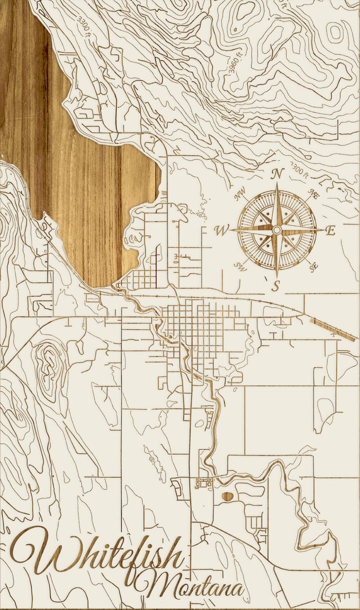 FP0974 - Whitefish, MT Engraved Map (Standard)