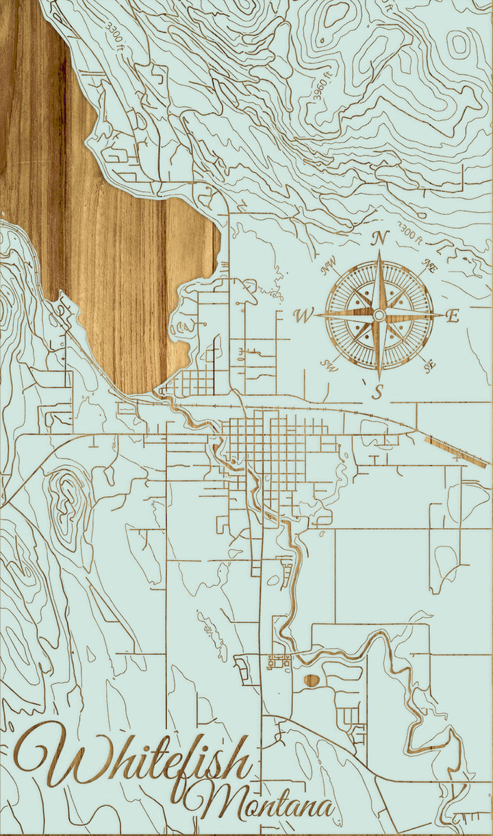 FP0974 - Whitefish, MT Engraved Map (Standard)