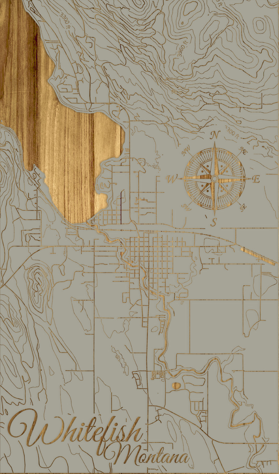 FP0974 - Whitefish, MT Engraved Map (Standard)