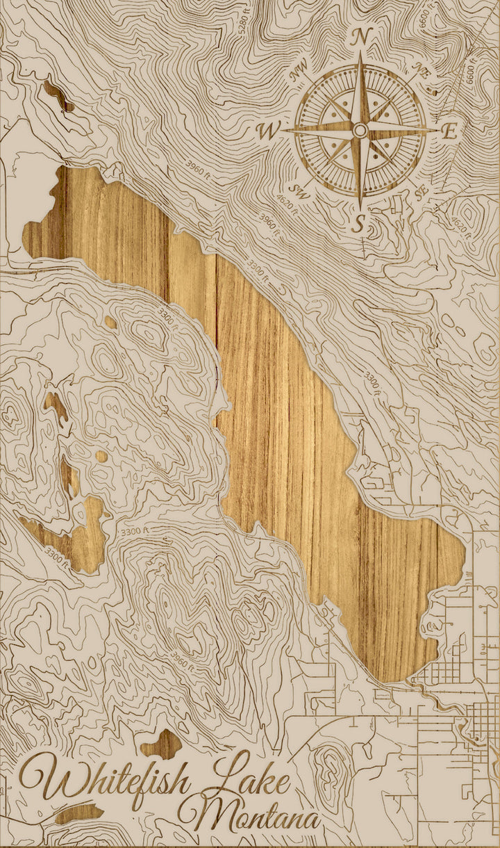 FP0974 - Whitefish Lake, MT Engraved Map (Standard)