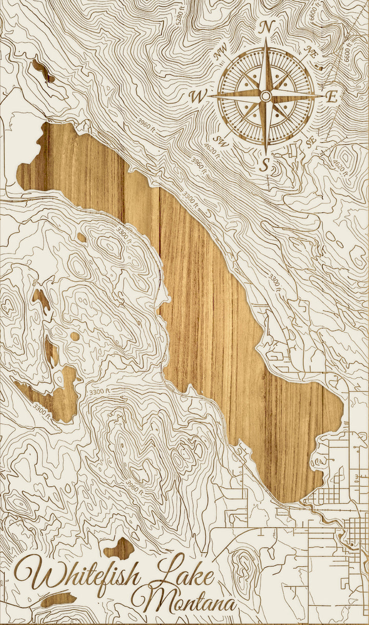 FP0974 - Whitefish Lake, MT Engraved Map (Standard)