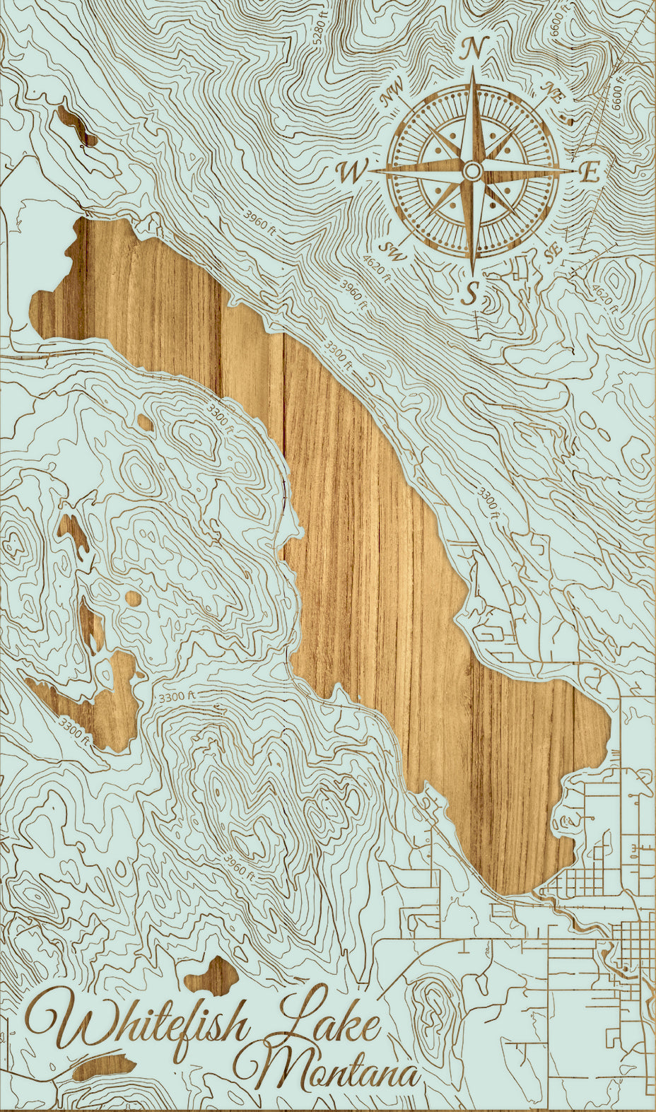 FP0974 - Whitefish Lake, MT Engraved Map (Standard)