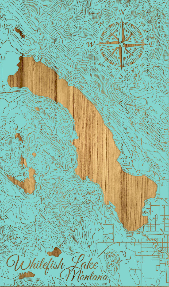 FP0974 - Whitefish Lake, MT Engraved Map (Standard)