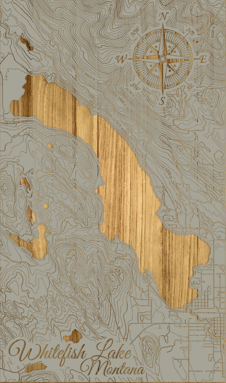 FP0974 - Whitefish Lake, MT Engraved Map (Standard)