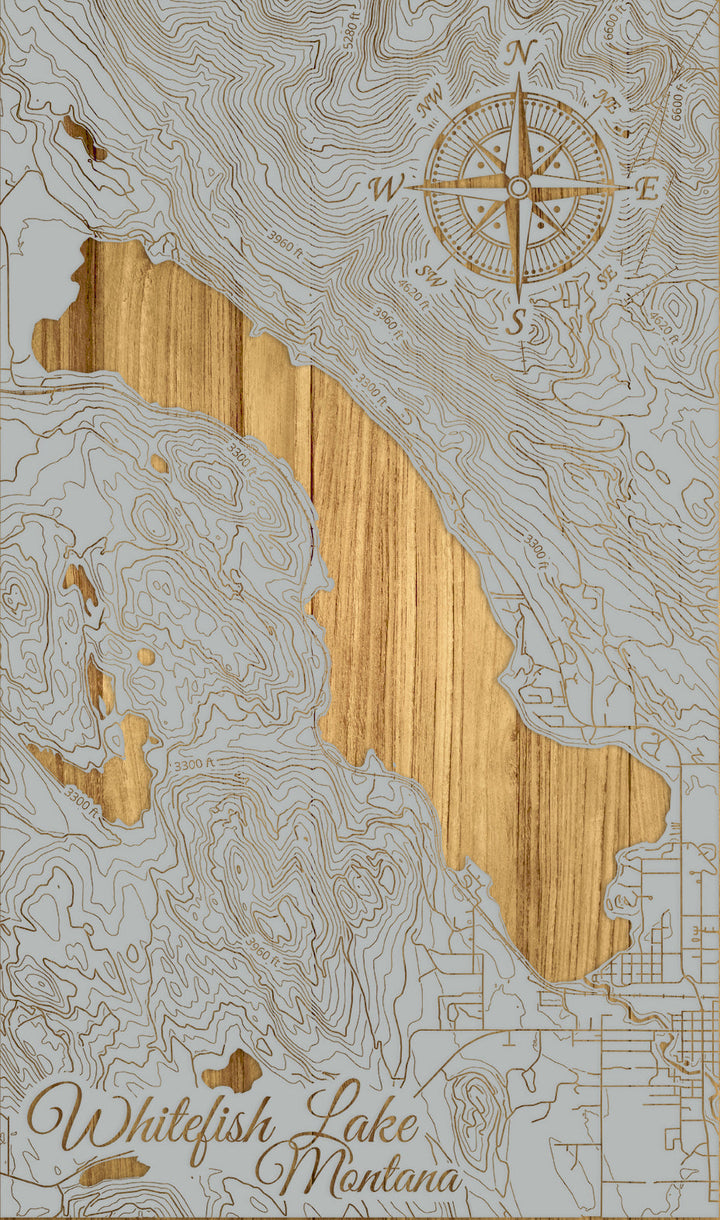 FP0974 - Whitefish Lake, MT Engraved Map (Standard)