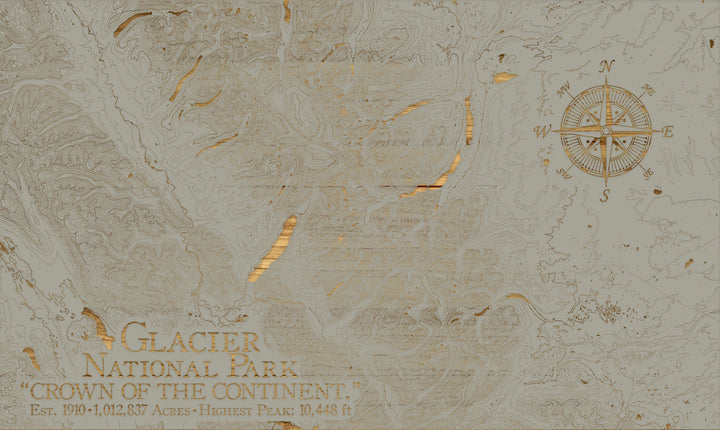 FP0974 - Glacier National Park Engraved Map (Standard)