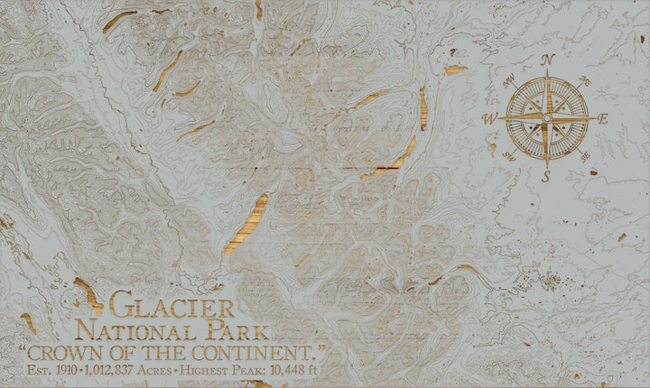 FP0974 - Glacier National Park Engraved Map (Standard)