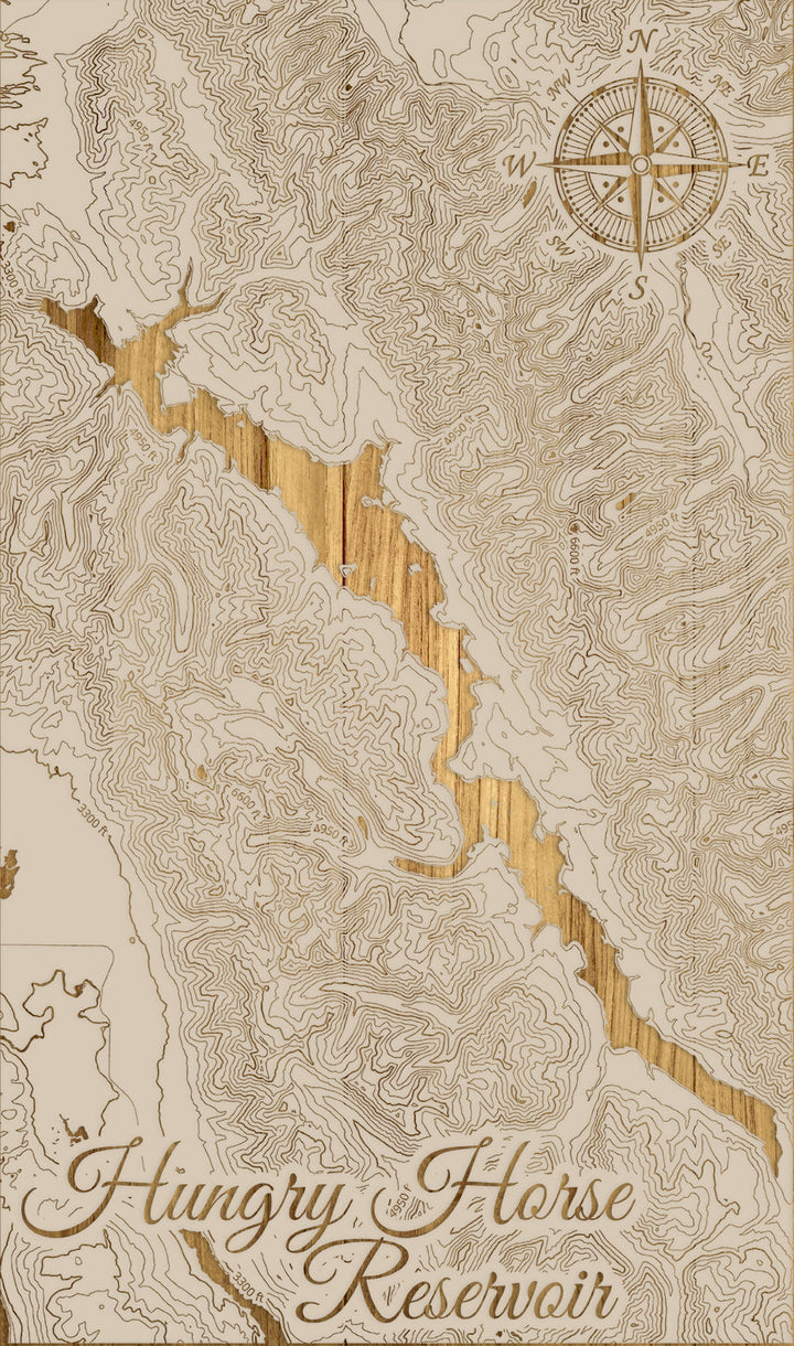 FP0974 - Hungry Horse Reservoir, MT Engraved Map (Standard)