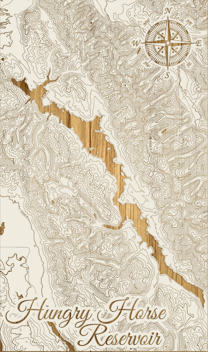 FP0974 - Hungry Horse Reservoir, MT Engraved Map (Standard)