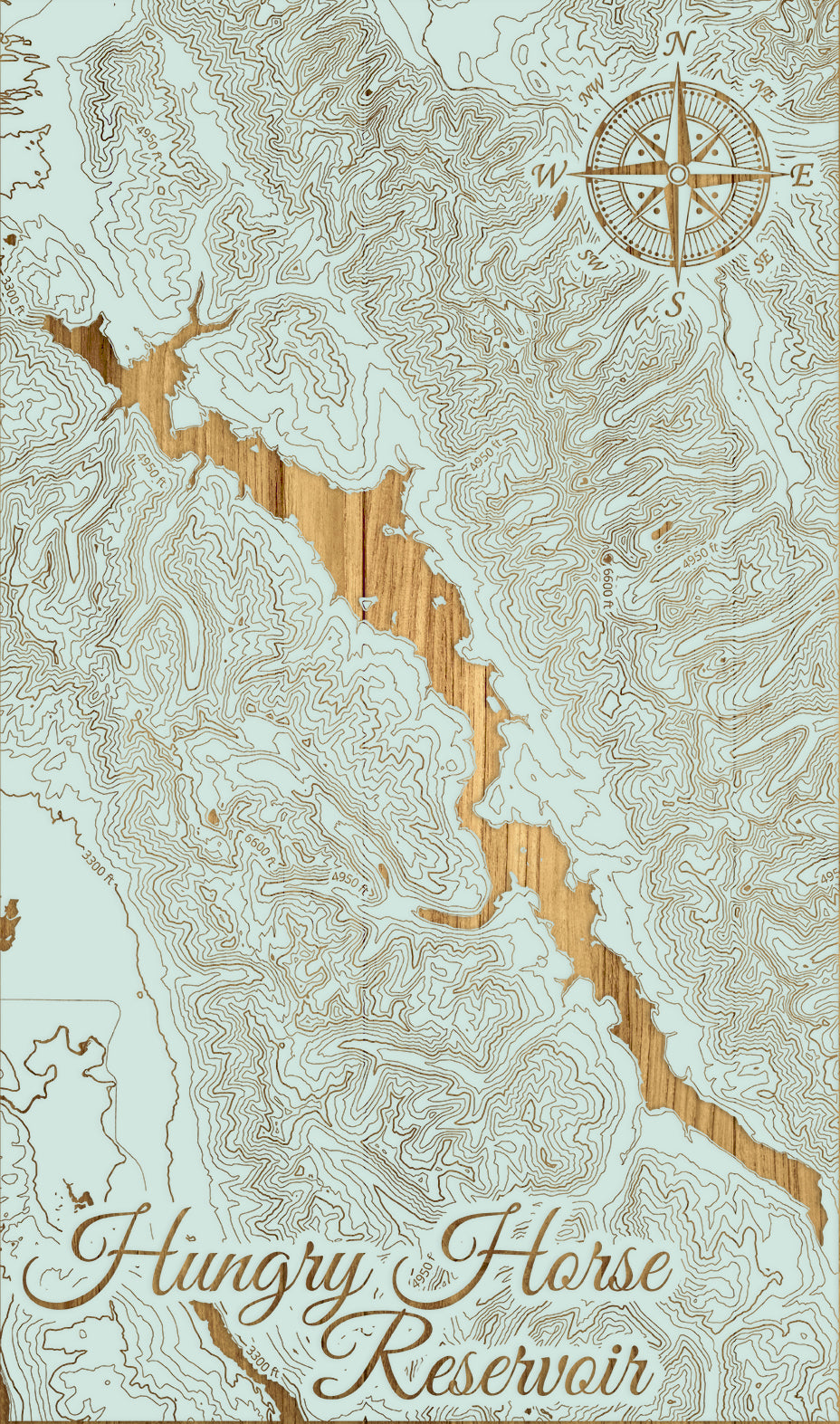 FP0974 - Hungry Horse Reservoir, MT Engraved Map (Standard)