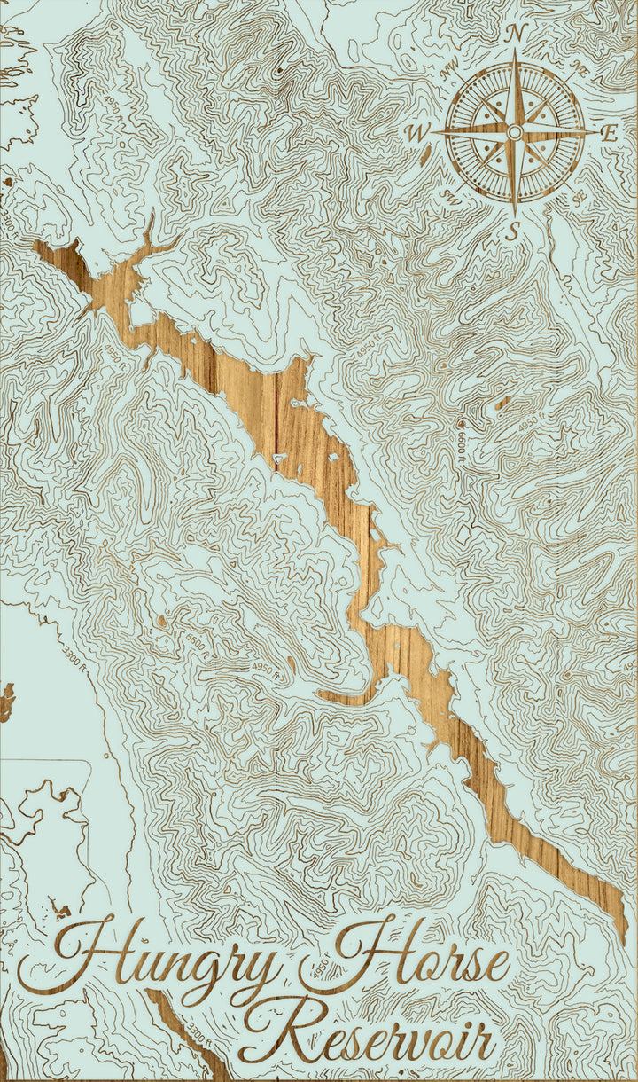 FP0974 - Hungry Horse Reservoir, MT Engraved Map (Standard)