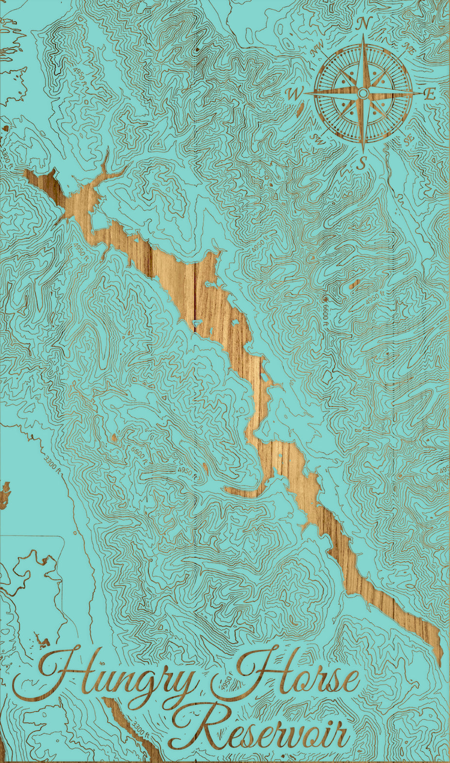 FP0974 - Hungry Horse Reservoir, MT Engraved Map (Standard)